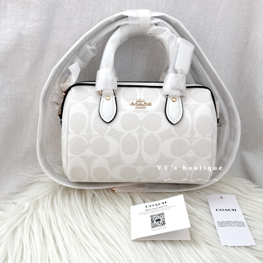 NWT Coach Mini Rowan Crossbody Bag Signature Canvas White Chalk CW329 RARE